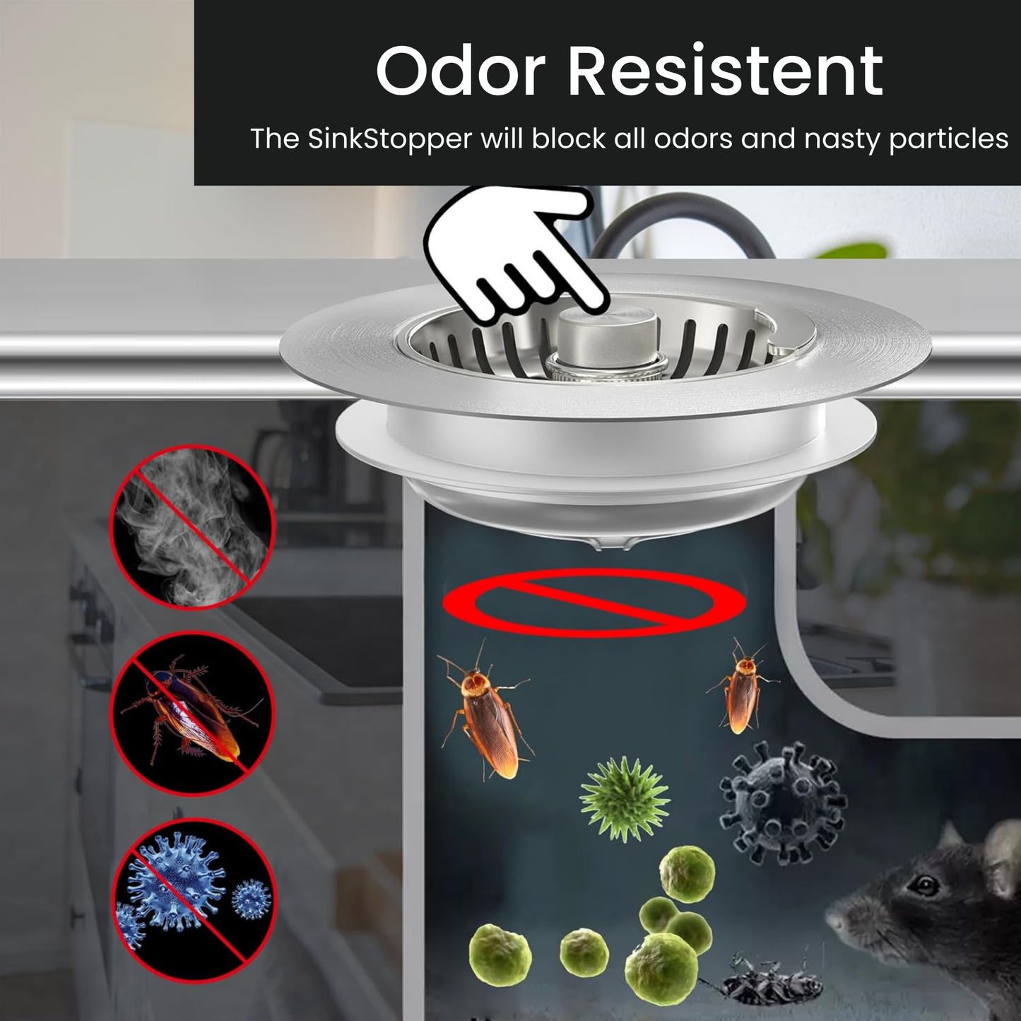 3-in-1 Sink Stopper & Strainer